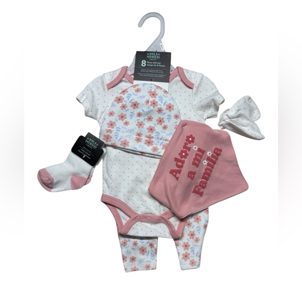 Baby Girl Floral Pink Matching Set | 0-3M | Hola Mundo